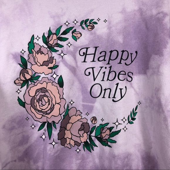 Wound Up “Happy Vibes Only” Marble Purple Sweater - Picture 3 of 5